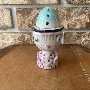 Vintage Egg Cup Holder Mismatched Cup Marked Italy Hat Salt Shaker Excellent!
